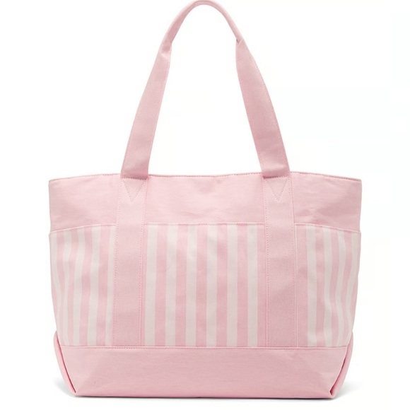 Victoria's Secret | Bags | Victorias Secret Pink Striped Tote Bag ...